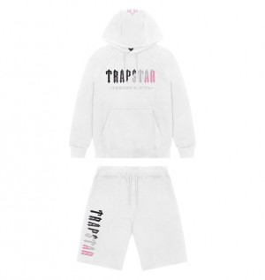 Trapstar Decoded Hooded Short Albi Roz | TS-64928