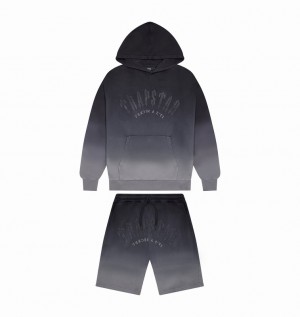Trapstar Irongate Arch Chenille Hoodie Short Negrii | TS-64945